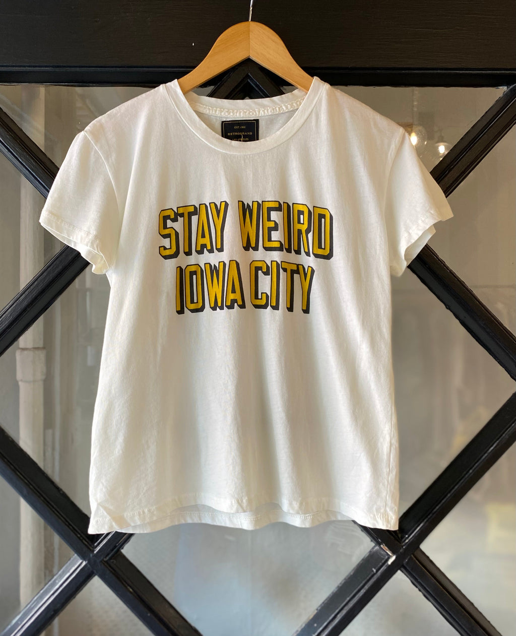 Retro Brand STAY WEIRD IOWA CITY  Womens Cut Tee Shirt
